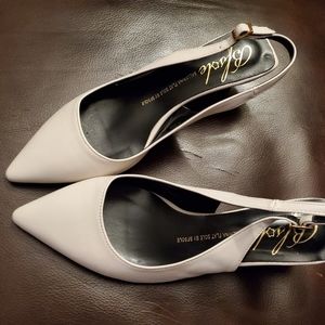 White Slingback Kitten Heels